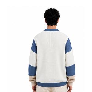 Men's Patchwork Knitted Sweater Full Sleeve O Neck <b>Spliced</b> Design Autumn Wear 100% Acrylic Pullover Knitted Sweaters Made Pakist - Product Image 2
