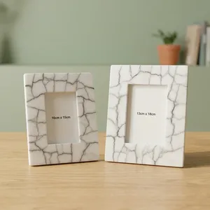 Handmade Stone Photo <b>Frame</b> Rectangular Vertical Tabletop Decorative Picture <b>Frame</b> <b>White</b> Agate quartz Modern Home Display - Product Image 3