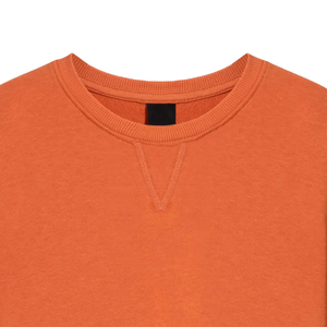 <b>Men's</b> <b>Orange</b> Solid Color O Neck Pullover Sweatshirt Regular Fit Casual Knitted Cotton Long Sleeve Top Autumn Wear - Product Image 5