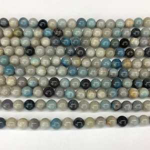 ลูกปัดหินโทรลไลต์สีน้ำเงินธรรมชาติ ลูกปัดทรงกลมสำหรับทำเครื่องประดับ DIY งานฝีมือ - Product Image 6