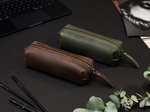 Trousse à crayons de luxe en cuir de haute qualité avec fermeture éclair, personnalisable avec logo, faite à la main, pour le bureau et l'école - Product Image 4