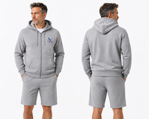 Sweat-shirt à capuche zippé gris pour homme avec logo personnalisé sur le devant, 100 % coton 360g, respirant, pour l'hiver, décontracté - Product Image 3