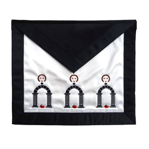 Delantal Masónico del Rito Escocés Master Mason, Blanco con Moiré Rojo, Compás Cuadrado y Bordado G, Regalia para Logia Masónica - Product Image 5