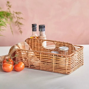 <b>Kitchen</b> silverware basket rattan flatware <b>caddy</b> wooden cutlery organizer utensil container - Product Image 4
