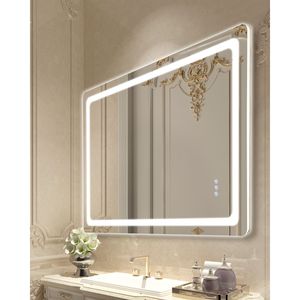 Specchio LED da Bagno 32x48 Pollici Stile Art Déco Antiappannamento con Luci e Memoria, Illuminazione Frontale e Posteriore - Product Image 1