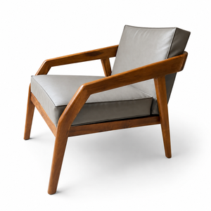 Fauteuil lounge ergonomique minimaliste en bois massif, style Mid-Century, avec coussin rembourré, en teck, pour salon, mobilier de maison écologique - Product Image 3