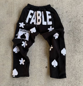 Ensemble de sweat-shirts à capuche Y2K 2 pièces en coton 100% avec imprimé encre blanche, poche et manches raglan, style streetwear décontracté et oversize - Product Image 4