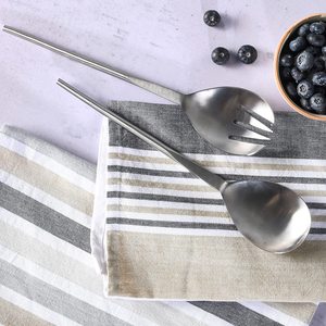 Ensemble de service à salade en acier inoxydable argenté, cuillère et fourchette pour servir et mélanger la salade de riz, pour buffet de restaurant à prix abordable - Product Image 6