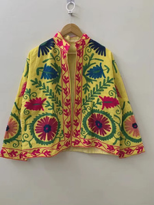 Blouson Bomber en Velours Brodé à Motifs Floraux Réversibles Style Vintage – Vêtement d'extérieur Bohème en Velours Écologique pour la Vente en Gros - Product Image 1