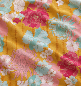 Tela de Rayón Premium Magenta Meadow, Rayón Slub Wild Bloom, Acuarela Botánica, Color Rosa Imperial, Fucsia - Product Image 3