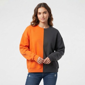 Sweat-shirt classique à col rond en polaire, coupe urbaine, bicolore, à manches longues, conçu pour l'automne et l'hiver, tissu respirant, coupe flexible - Product Image 5