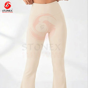 Leggings Deportivos STONEX para Mujer, Cintura Alta, Corte Acampanado, Color Sólido, Franja Lateral, Pantalones de Yoga Transpirables, Tejidos, Largos - Product Image 1
