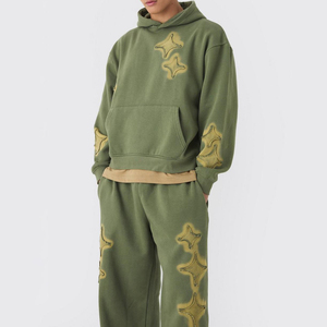 New Arrival 2026 Premium Quality New Design Customize 100% Cotton Logo Printed Acid Wash Distressed Streetwear <b>Tracksuit</b> For Men - Product Image 1