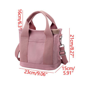 Sacs fourre-tout en toile et cuir personnalisés avec logo pour femmes, grands et petits, sacs à bandoulière simples et réutilisables pour le shopping - Product Image 4