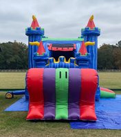 Château gonflable commercial en PVC avec toboggan et aire de saut, taille personnalisable et garantie de 3 ans pour les fêtes d'enfants