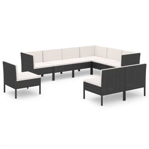 Grand ensemble de salon de jardin modulaire en rotin PE noir, mobilier d'extérieur haut de gamme - Product Image 2