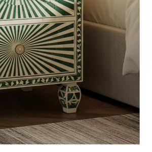 Mesa de Cajones con Incrustaciones de Hueso de ILAHI, Diseño Moderno con Detalles de Ágata, Almacenamiento de Tres Niveles, Mueble Portátil para el Hogar - Product Image 3