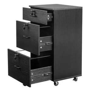 Black Wood Grain Density Board 1 Small Drawer and 2 Large Drawers Wooden Legal Letter Filing Cabinet - Product Image 4