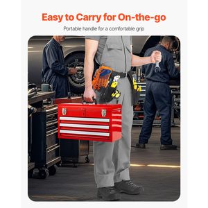20.5-inch Portable Metal <b>Tool</b> <b>Box</b> with 3 Ball Bearing Slide Drawers <b>Small</b> <b>Tool</b> Chest Liners High-quality EVA - Product Image 2