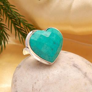925 Sterling Silver Bezel Setting Heart Shape Classic Statement <b>Ring</b> Natural <b>Turquoise</b> Gemstone New Design Wholesale - Product Image 1