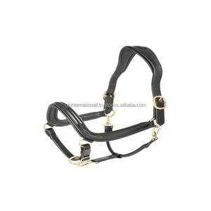 Anatomic Leather Halter High Comfort Quality Brass <b>Chrome</b> Hardware with 3 Snap <b>Hook</b> Black Brown Leather Horse Racing Halter - Product Image 5