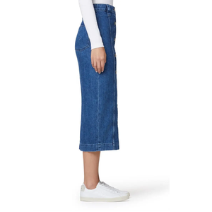 Blue Button Front High Waist Women Denim Midi <b>Skirt</b> Cotton Blend Stretch Slit Casual Quality Jean <b>Skirts</b> - Product Image 4