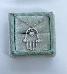 Pendentif en argent 925 et moissanite avec incrustation de strass, collier à breloque religieuse, cadeau unisexe, bijoux - Product Image 1