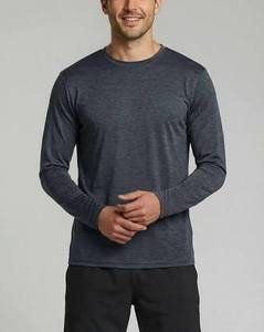 T-shirt athlétique à manches longues col rond pour homme STELLAR, grandes tailles, en tissu velours côtelé respirant, coupe classique, 180g, patchwork - Product Image 3