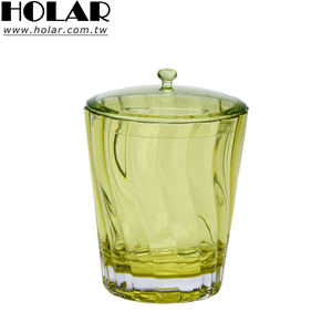 [Holar] Taiwan Made Modern Olive Green <b>Acrylic</b> Bathroom <b>Storage</b> Canister Pattern Cotton Pad Organizer with Lid - Product Image 1