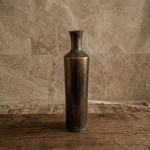 Copper Finished Metal Vases Medium Size Hammered Decorative <b>Table</b> Centerpiece Home Living Room Wedding Party Decoration - Product Image 2