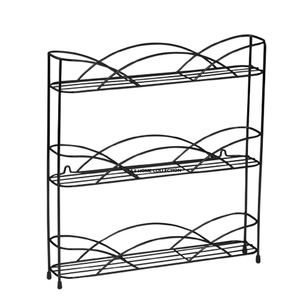 Étagère à épices en métal noir de qualité supérieure à 3 niveaux avec étagères et unités de rangement en verre pour l'organisation de la maison - Product Image 1