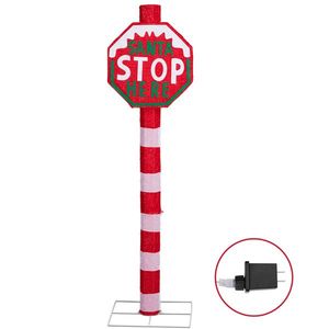 Letrero Preiluminado para Decoración Navideña de Jardín 'SANTA STOP HERE' con 70 Luces LED Blancas, Letrero Luminoso 'STOP' para Navidad en Exteriores - Product Image 5