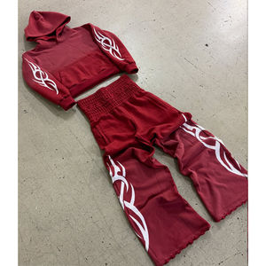 ชุดวอร์ม Glory Custom Acid-Wash วินเทจ ผ้าฝ้ายเทอร์รี่ 100% เสื้อฮู้ดดี้และกางเกงขายาว ลุคซันเฟด ดีไซน์ทำเก่าพร้อมโลโก้พิมพ์ - Product Image 1