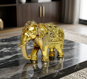 Estatua de Elefante con Trompa de Latón Puro, 100% Latón, 5.5 × 2.5 × 4 cm, 50 g, Murti Tradicional de Elefante para Puja, Decoración del Hogar y Regalo - Product Image 1