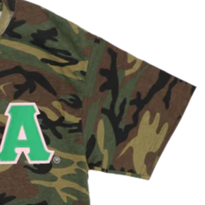 Camouflage T Shirt Green <b>Brown</b> Camo Crew Neck Short Sleeve Tee with Pink & Green Letter Design for Women - Product Image 4