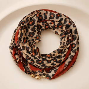 63x63cm Leopard Print Silk Square <b>Scarf</b> for Women with Magnetic Clasp Lightweight Chiffon Fashion Accessory - Product Image 3