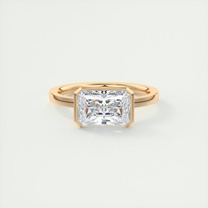 Lab Grown Diamond 2.30 Ct Radiant Cut IGI Certified Minimalist Engagement <b>Ring</b> 14K Yellow <b>Gold</b> East West Half Bezel <b>Set</b> - Product Image 1