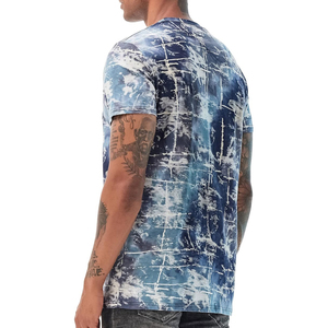 Tie Dye Blue Cloud Washed Abstract Print Short Sleeve Casual Men T <b>Shirt</b> Summer European Style - Product Image 5