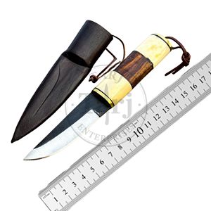 มีดล่าสัตว์เหล็กดามัสกัสคมกริบ ด้ามกระดูกอูฐ สำหรับเอาตัวรอดกลางแจ้ง ใบมีดคงที่ คุณภาพส่งออก สำหรับผู้ซื้อ B2B - Product Image 4