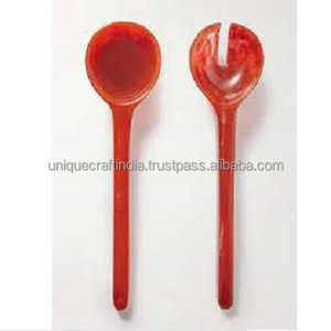 Juego de cuchara de sopa con tenedor para servidor de ensalada de 2 piezas de diseño superior, mango corto de resina epoxi Multicolor para bodas, restaurante/uso en la cocina - Product Image 5