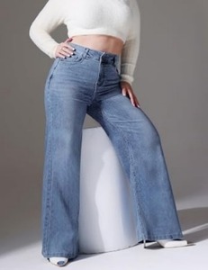 Ladies Women's <b>Boot</b> Cut Cotton Denim Jeans-Latest Collection New Arrivals Trending Vintage Style Eco-Friendly Knee-Length - Product Image 5
