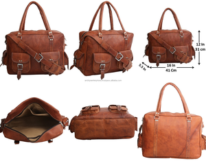 Sac polochon vintage en cuir de chèvre véritable sac polochon de voyage vintage en cuir pleine fleur sac week-end unisexe en cuir véritable de créateur - Product Image 3