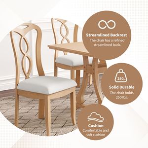 <b>Retro</b> 6-Piece Trestle <b>Dining</b> <b>Table</b> Set with Upholstered <b>Dining</b> Chairs and Bench Smooth <b>Dining</b> Backs for <b>Dining</b> Room Use - Product Image 3
