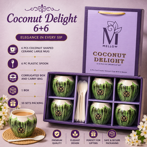 Cute Coconut Shaped Ceramic <b>Large</b> Mug Gift Set Ice Cream <b>Cup</b> Box Packaging with Carry Bag Custom Logo PS - Product Image 1