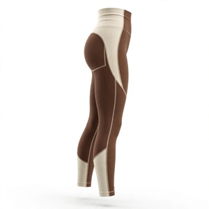 High Waist Lightweight Thin <b>Brown</b> Casual <b>Leggings</b> Full Length Seamless Knitted Stretch Breathable Compression Women's - Product Image 4