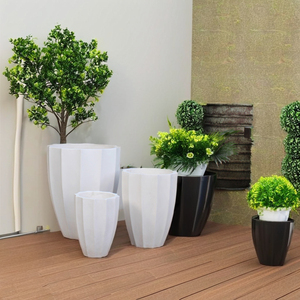 Set of 3 Grey or <b>White</b> Concrete Planters for Outdoor Garden Use Stylish Flower <b>Pot</b> & Planter Collection - Product Image 4