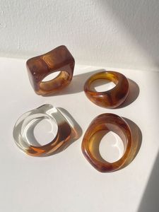 Ensemble de bagues en résine inspirées de l'agate naturelle, accessoires élégants pour femmes, bijoux de mode haut de gamme - Product Image 4