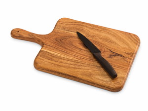 Tabla de cortar de madera de acacia premium con asa, tabla de picar de madera gruesa con bordes redondeados, apta para alimentos, multiusos para servir y cocinar - Product Image 3