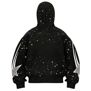 Sweat-shirt personnalisé en molleton French Terry pour femme, orné de strass et de cristaux de verre AAA thermocollés, style streetwear, grandes tailles, mode OEM - Product Image 3