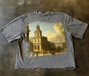 T-shirt blanc surdimensionné pour homme, manches courtes, col rond, imprimé numérique, motif photo vintage, jersey en coton, coupe classique, design sur le devant - Product Image 2